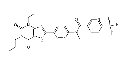 1,3-Dipropyl-8-[6-(N-[6-(trifluoromethyl)nicotinoyl]-N-(ethyl)amino)-3-pyridyl]xanthine Structure