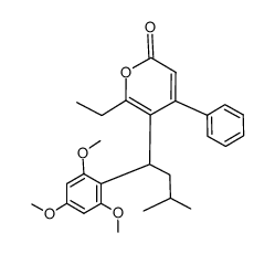 6-ethyl-5-(3-methyl-1-(2,4,6-trimethoxyphenyl)butyl)-4-phenyl-2H-pyran-2-one Structure