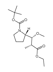 ethyl (2R,3R,4S)-3-(N-tert-butoxycarbonyl-2'-pyrrolidinyl)-3-methoxy-2-methyl-propanoate Structure