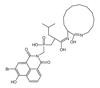 (5-bromo-6-hydroxy-1,3-dioxobenzo[de]isoquinolin-2-yl)methyl-[(2S)-4-methyl-2-[[(3S)-2-oxo-azacyclotridec-3-yl]carbamoyl]pentyl]phosphinic acid Structure