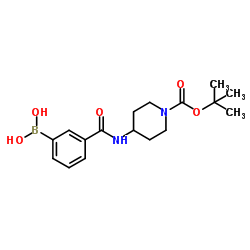 (3-((1-(叔-丁氧基羰基)哌啶-4-基)氨基甲酰)苯基)硼酸结构式
