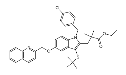 ethyl 3-(3-(tert-butylthio)-1-(4-chlorobenzyl)-5-(quinolin-2-ylmethoxy)-1H-indol-2-yl)-2,2-dimethylpropanoate structure