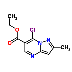 7-氯-2-甲基吡唑并[1,5-a]嘧啶-6-羧酸乙酯结构式