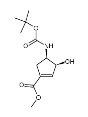 (3R,4S)-4-tert-butoxycarbonylamino-3-hydroxycyclopent-1-enecarboxylic acid methyl ester结构式