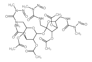 a-D-Glucopyranoside,3,4-di-O-acetyl-1,6-dideoxy-1,6-bis[[(methylnitrosoamino)carbonyl]amino]-b-D-fructofuranosyl6-deoxy-6-[[(methylnitrosoamino)carbonyl]amino]-, 2,3,4-triacetate (9CI) Structure