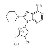 9H-Purin-6-amine, 9-b-D-arabinofuranosyl-8-(1-piperidinyl)- structure