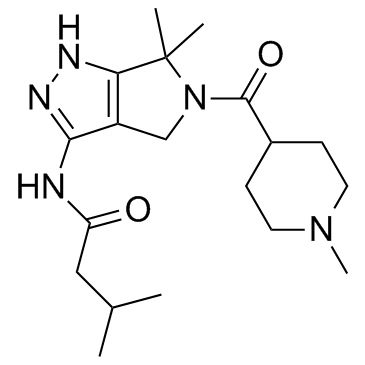 3-甲基-N-[1,4,5,6-四氢-6,6-二甲基-5-[(1-甲基-4-哌啶基)甲酰基]吡咯并[3,4-C]吡唑-3-基]丁酰胺结构式