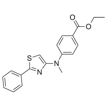 4-(甲基(2-苯基噻唑-4-基)氨基)苯甲酸乙酯结构式