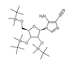 5-amino-1-[2',3',5'-O-tris(tert-butyldimethylsilyl)-β-D-ribofuranosyl]imidazole-4-carbonitrile结构式