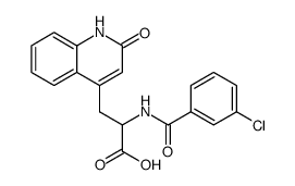 2-(3-氯苯甲酰氨基)-3-(2-氧代-1,2-二氢喹啉-4-基)丙酸结构式