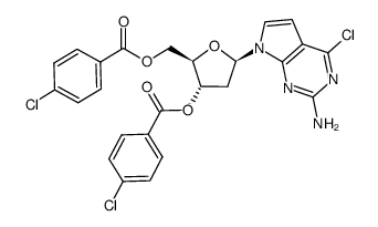 2-amino-4-chloro-7-[2'-deoxy-3',5'-di-O-(4-chlorobenzoyl)-β-D-erythro-pentofuranosyl]-7H-pyrrolo[2,3-d]pyrimidine结构式