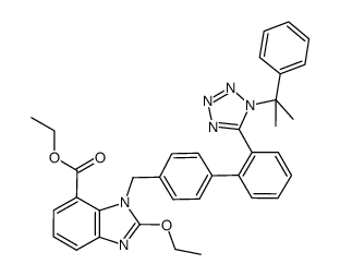 ethyl 2-ethoxy-1-[[2'-[(1-methyl-1-phenyl-ethyl)-2H-tetrazol-5-yl]-[1,1']biphenyl-4-yl]methyl]-1H-benzoimidazole-7-carboxylate结构式
