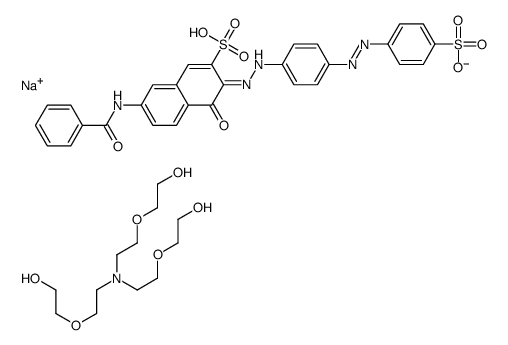 sodium,(3Z)-7-benzamido-4-oxo-3-[[4-[(4-sulfophenyl)diazenyl]phenyl]hydrazinylidene]naphthalene-2-sulfonate,2-[2-[bis[2-(2-hydroxyethoxy)ethyl]amino]ethoxy]ethanol结构式