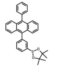 4,4,5,5-四甲基-2-(3-(10-苯基蒽-9-基)苯基)-1,3,2-二氧硼杂环戊烷结构式
