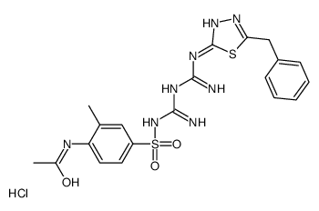 N-[4-[(E)-[amino-[[(E)-N'-(5-benzyl-1,3,4-thiadiazol-2-yl)carbamimidoyl]amino]methylidene]amino]sulfonyl-2-methylphenyl]acetamide,hydrochloride结构式