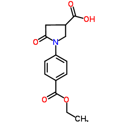 1-[4-(Ethoxycarbonyl)phenyl]-5-oxo-3-pyrrolidinecarboxylic acid结构式