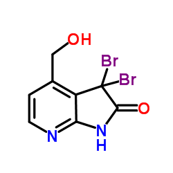 3,3-Dibromo-4-(hydroxymethyl)-1,3-dihydro-2H-pyrrolo[2,3-b]pyridin-2-one结构式