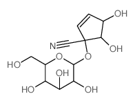 2-Cyclopentene-1-carbonitrile,1-(b-D-glucopyranosyloxy)-4,5-dihydroxy-,(1S,4S,5R)- Structure
