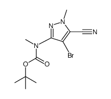 叔-丁基 (4-溴-5-氰基-1-甲基-1H-吡唑-3-基)(甲基)氨基甲酯结构式