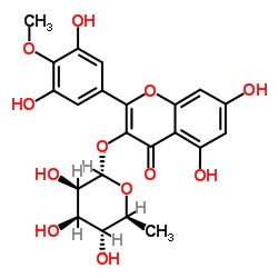 杨梅酮 4'-甲醚-3-O-鼠李糖苷结构式