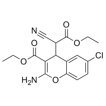 2-氨基-6-氯-alpha-氰基-3-(乙氧羰基)-4H-1-苯并吡喃-4-乙酸乙酯结构式