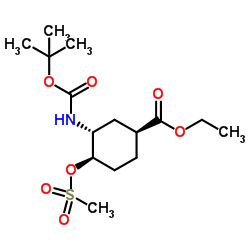 Ethyl (1S,3R,4R)-3-({[(2-methyl-2-propanyl)oxy]carbonyl}amino)-4-[(methylsulfonyl)oxy]cyclohexanecarboxylate Structure