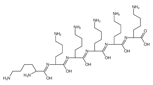 (2S)-6-amino-2-[[(2S)-6-amino-2-[[(2S)-6-amino-2-[[(2S)-6-amino-2-[[(2S)-6-amino-2-[[(2S)-2,6-diaminohexanoyl]amino]hexanoyl]amino]hexanoyl]amino]hexanoyl]amino]hexanoyl]amino]hexanoic acid结构式