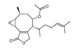 5-Acetoxy-4-(1,5-dimethyl-4-hexenyl)-3,4,5,6,7,7a,8,8a-octahydro-7-methyl-1H-cyclopropa[3,4]cycloocta[1,2-c]furan-1-one结构式