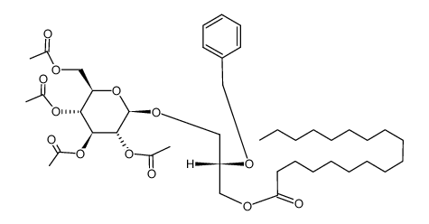 1-stearoyl-2-O-benzyl-3-O-(2,3,4,6-tetra-O-acetyl-β-D-glucopyranosyl)-sn-glycerol结构式