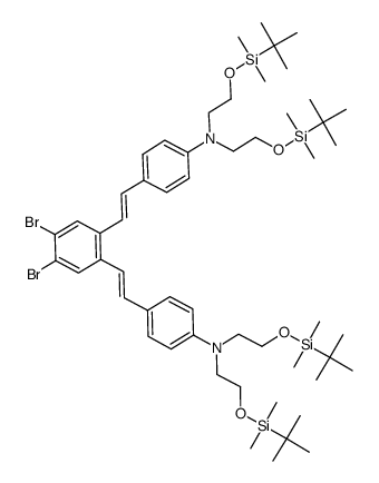 1,2-dibromo-4,5-bis{(E)-2-[p-N,N-bis(2-tert-butyldimethylsiloxyethyl)aminophenyl]ethenyl}benzene结构式