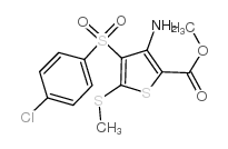 3-氨基-4-[(4-氯苯基)磺酰基]-5-(甲基硫代)噻吩-2-羧酸甲酯结构式