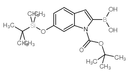1H-Indole-1-carboxylic acid, 2-borono-6-[[(1,1-dimethylethyl)dimethylsilyl]oxy]-, 1-(1,1-dimethylethyl) ester (9CI) Structure
