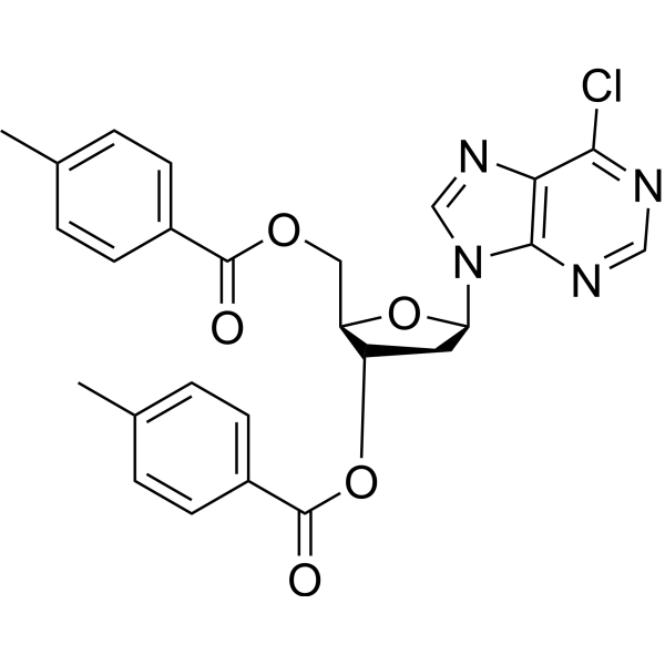 6-氯-9-(2'-脱氧-3',5'-二-O-甲苯甲酰基-b-呋喃呋喃糖基)嘌呤结构式