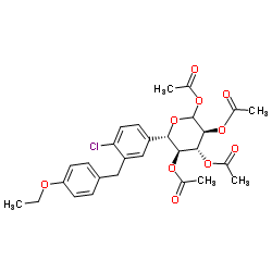 L-Xylopyranose, 5-C-[4-chloro-3-[(4-ethoxyphenyl)Methyl]phenyl]-, 1,2,3,4-tetraacetate,(5S)- Structure