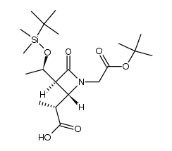 (3S,4S)-1-(tert-butoxycarbonylmethyl)-3-[(1R)-1-tert-butyldimethylsilyloxyethyl]-4-[(1R)-1-carboxyethyl]-2-azetidinone结构式