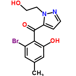 (2-Bromo-6-hydroxy-4-methylphenyl)[1-(2-hydroxyethyl)-1H-pyrazol-5-yl]methanone结构式