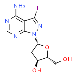 (2R,3S,5R)-5-(4-氨基-3-碘-1H-吡唑并[3,4-d]嘧啶-1-基)-2-(羟甲基)四氢呋喃-3-醇结构式