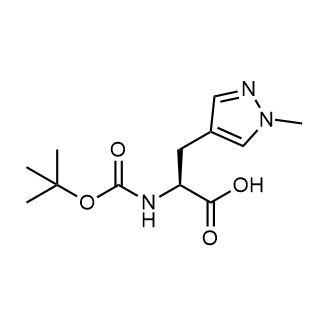 (S)-2-((叔丁氧羰基)氨基)-3-(1-甲基-1H-吡唑-4-基)丙酸结构式