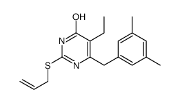 6-[(3,5-dimethylphenyl)methyl]-5-ethyl-2-prop-2-enylsulfanyl-1H-pyrimidin-4-one结构式