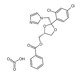 ((2R,4R)-2-((1H-imidazol-1-yl)methyl)-2-(2,4-dichlorophenyl)-1,3-dioxolan-4-yl)methyl benzoate nitrate结构式