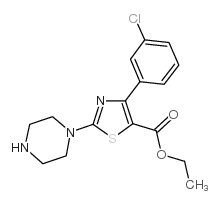 4-(3-氯苯在)-2-(1-哌嗪基)-5-三唑羧酸乙酯结构式
