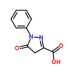 5-Oxo-1-phenyl-2-pyrazolin-3-carboxylic acid structure