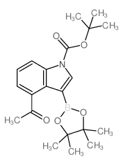 4-甲基 3-(4,4,5,5-四甲基-1,3,2-二噁硼烷-2-基)-1H-吲哚-1,4-二羧酸-1-叔丁酯结构式