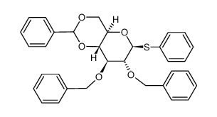 S-phenyl 2,3-di-O-benzyl-4,6-O-benzylidene-1-deoxy-1-thia-β-D-glucopyranoside Structure