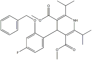 2,6-二甲基-4-(2-(苄氧基)-4-氟苯基)-2,6-二异丙基-1,4-二氢吡啶-3,5-二羧酸酯结构式