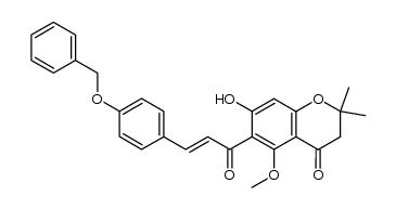 (E)-6-(3-(4-(benzyloxy)phenyl)acryloyl)-7-hydroxy-5-methoxy-2,2-dimethylchroman-4-one Structure