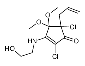 2,5-dichloro-3-(2-hydroxyethylamino)-4,4-dimethoxy-5-prop-2-enylcyclopent-2-en-1-one结构式