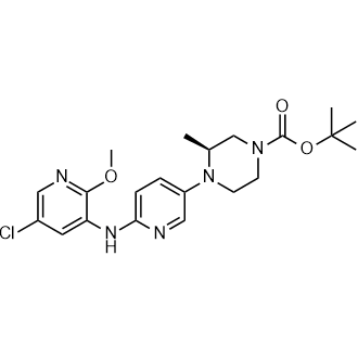(3S)-4-{6-[(5-氯-2-甲氧基吡啶-3-基)氨基]吡啶-3-基}-3-甲基哌嗪-1-羧酸叔丁酯结构式