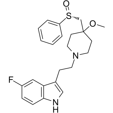 5-F氟-3-[2-[4-甲氧基-4-[[(r)-苯基亚磺酰基]甲基]-1-哌啶基]乙基]-1H-吲哚结构式