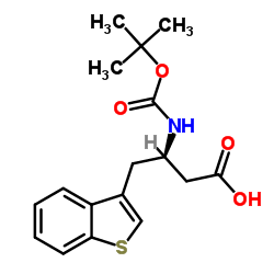 N-叔丁氧羰基-(R)-3-氨基-4-(3-苯并噻吩基)丁酸结构式
